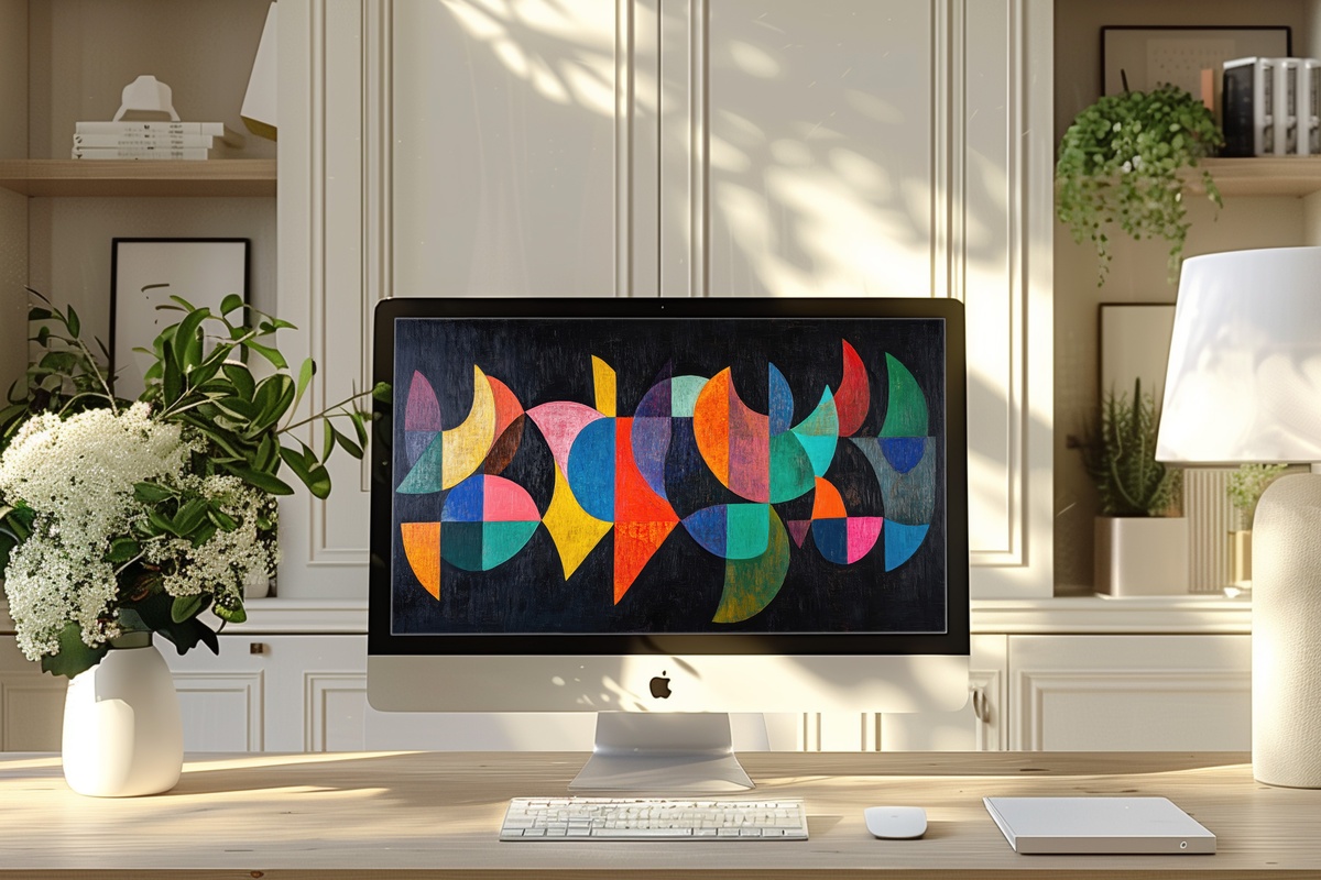 Shapes on Dark Canvas Elegance Desktop Wallpaper