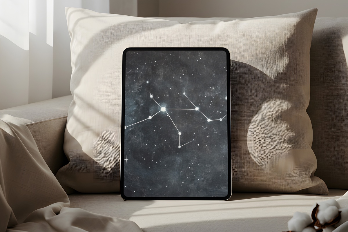 Cosmic Constellation Reverie minimalist iPad wallpaper in deep serene hues