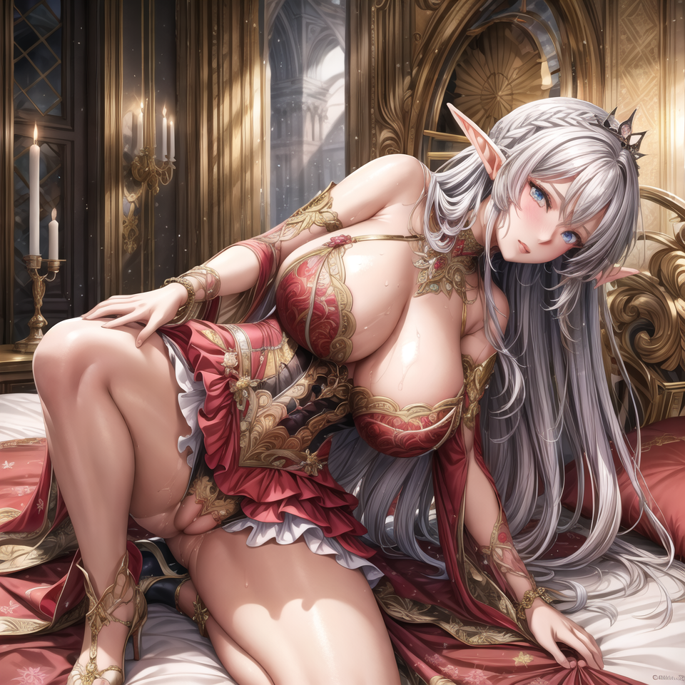 女王の寝室 by sotoliyuki with elf, large breasts, queen