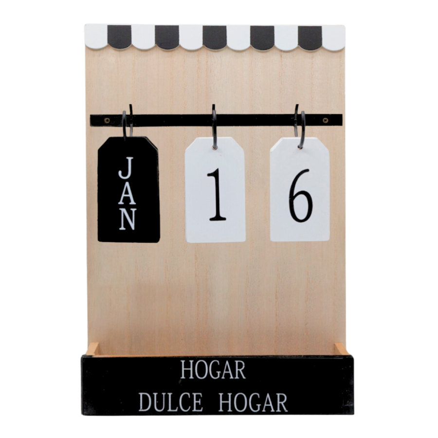 Calendario vintage madera, 30x20x4.5cm