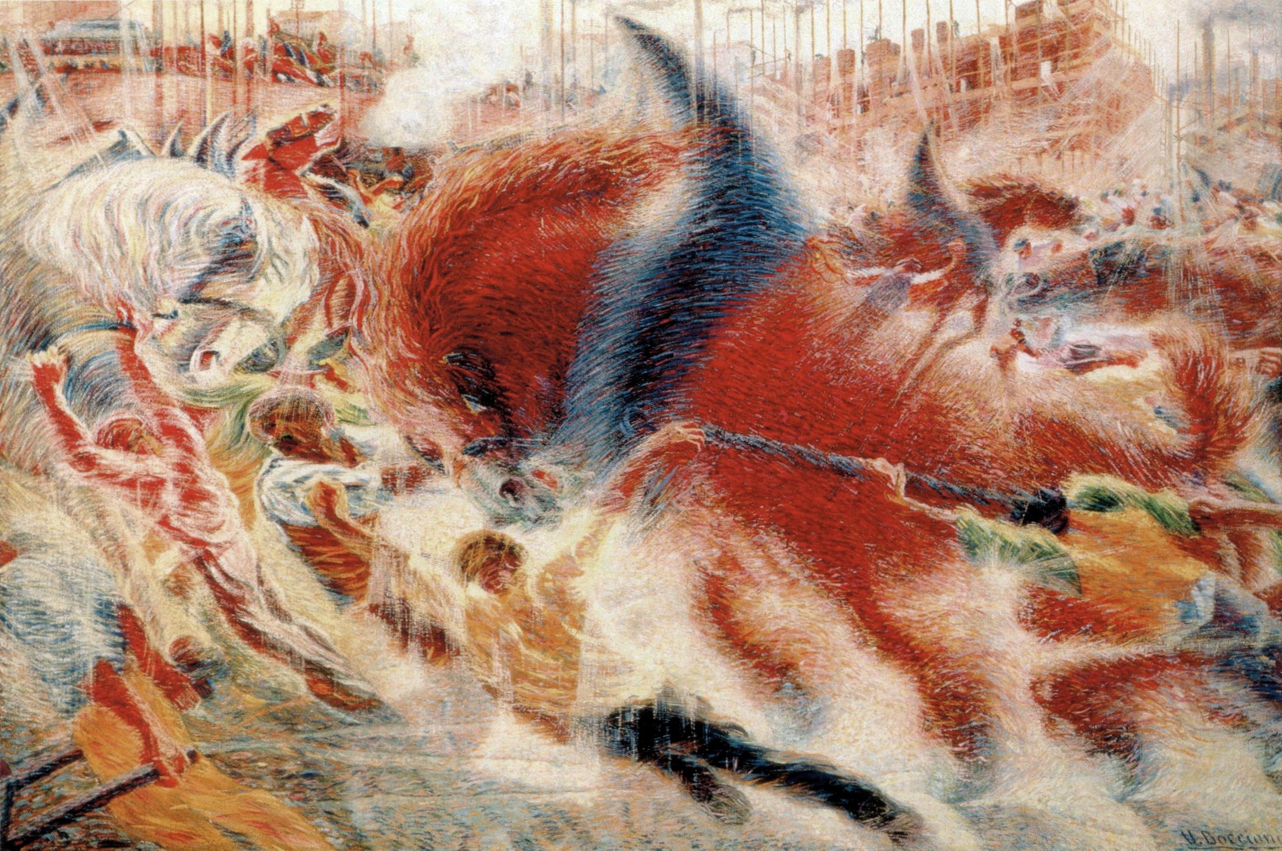 Umberto Boccioni, The City Rises, 1910. Museum of Modern Art, New York.