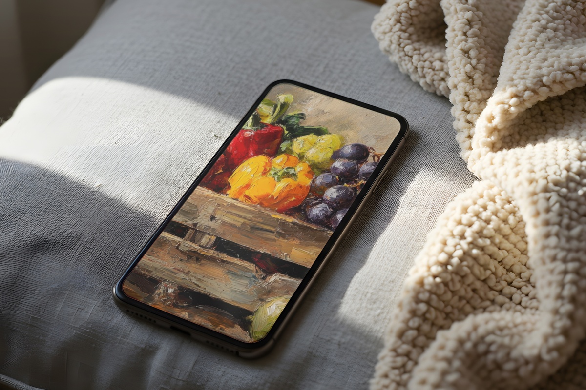 Abundant Harvest Crate Charm Farmhouse iPhone Wallpaper