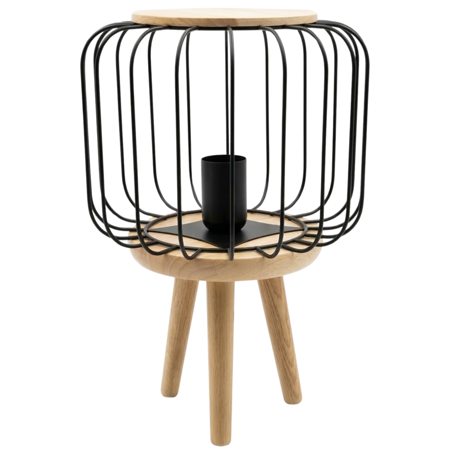 Lámpara vintage madera, 37cm