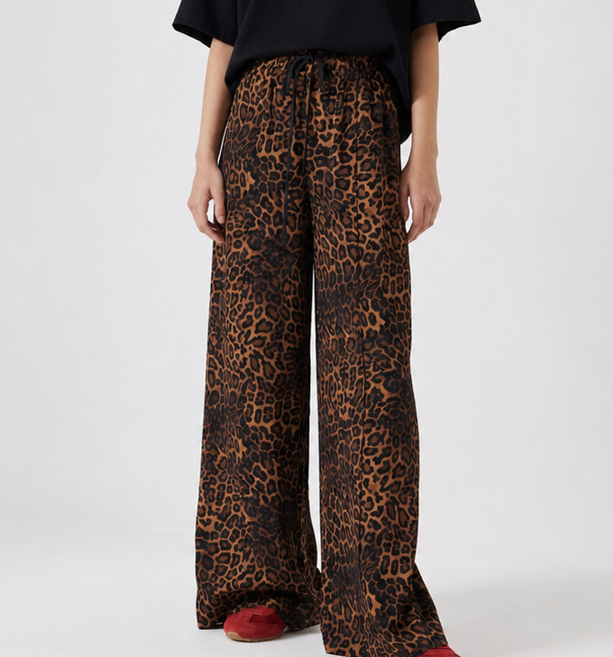 Beige Printed Casual Trouser
