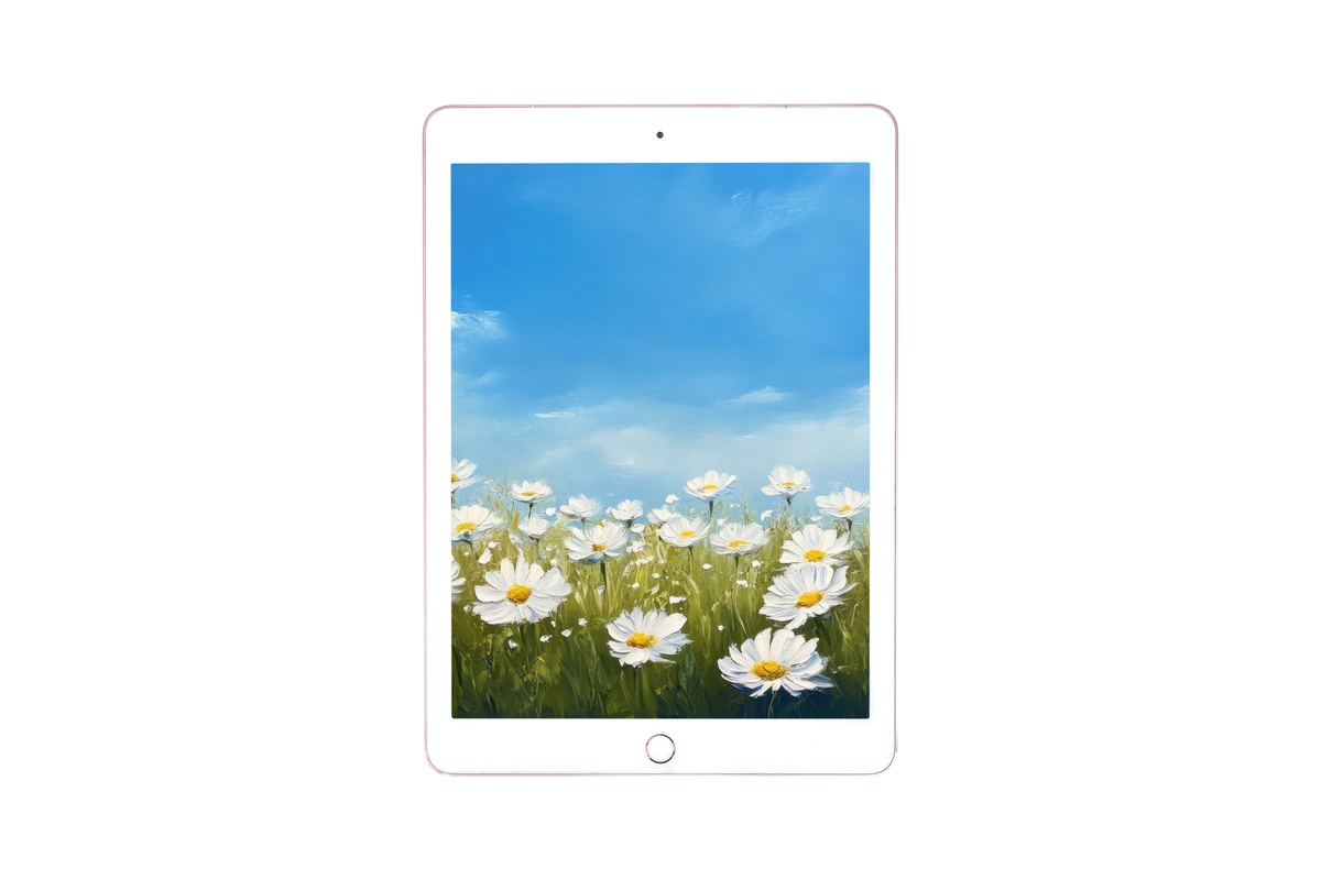 Blue Sky Daisies in Motion iPad Wallpaper - bright daisy floral tablet wallpaper