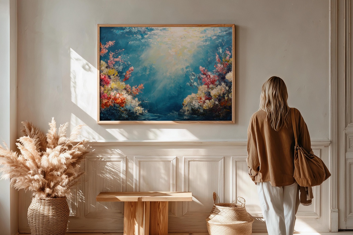 Coral Reverie in Sunlit Waves Summer Printable Wall Art
