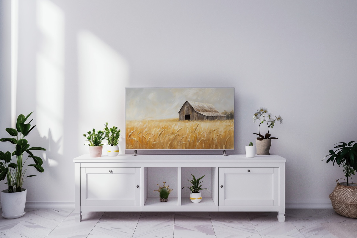 Impressionist Wheat Barn Splendor Farmhouse Frame TV Art