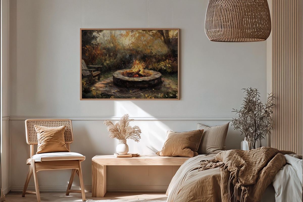 Cozy Fire Pit Gathering Printable Wall Art