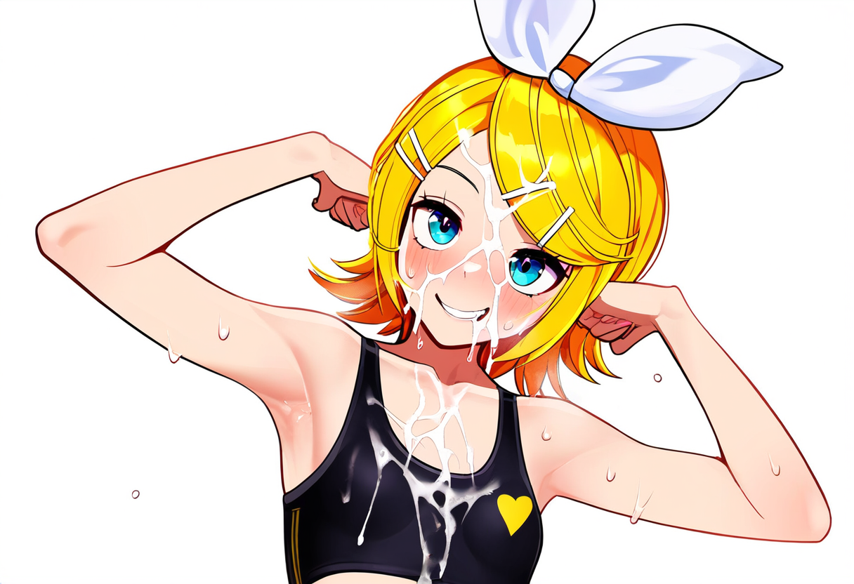 鏡音リンっぽいのがオナニーとかぶっかけとか by 埴輪土偶 with bukkake, masturbation, kagamine rin