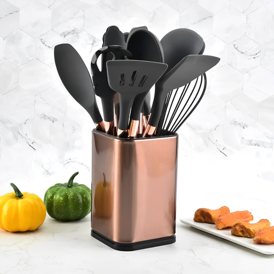 Set de utensilios de cocina silicona, 9 piezas