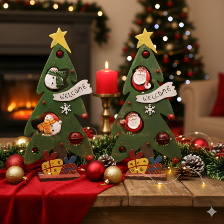 Figura Árbol Navidad madera, 38cm