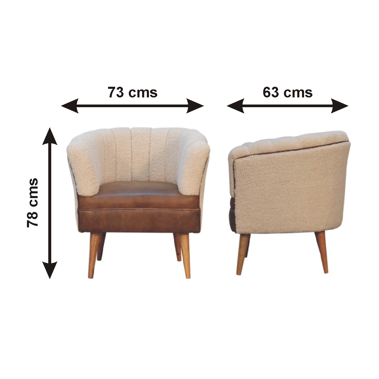 Size chart for Boucle Cream Buffalo Armchair