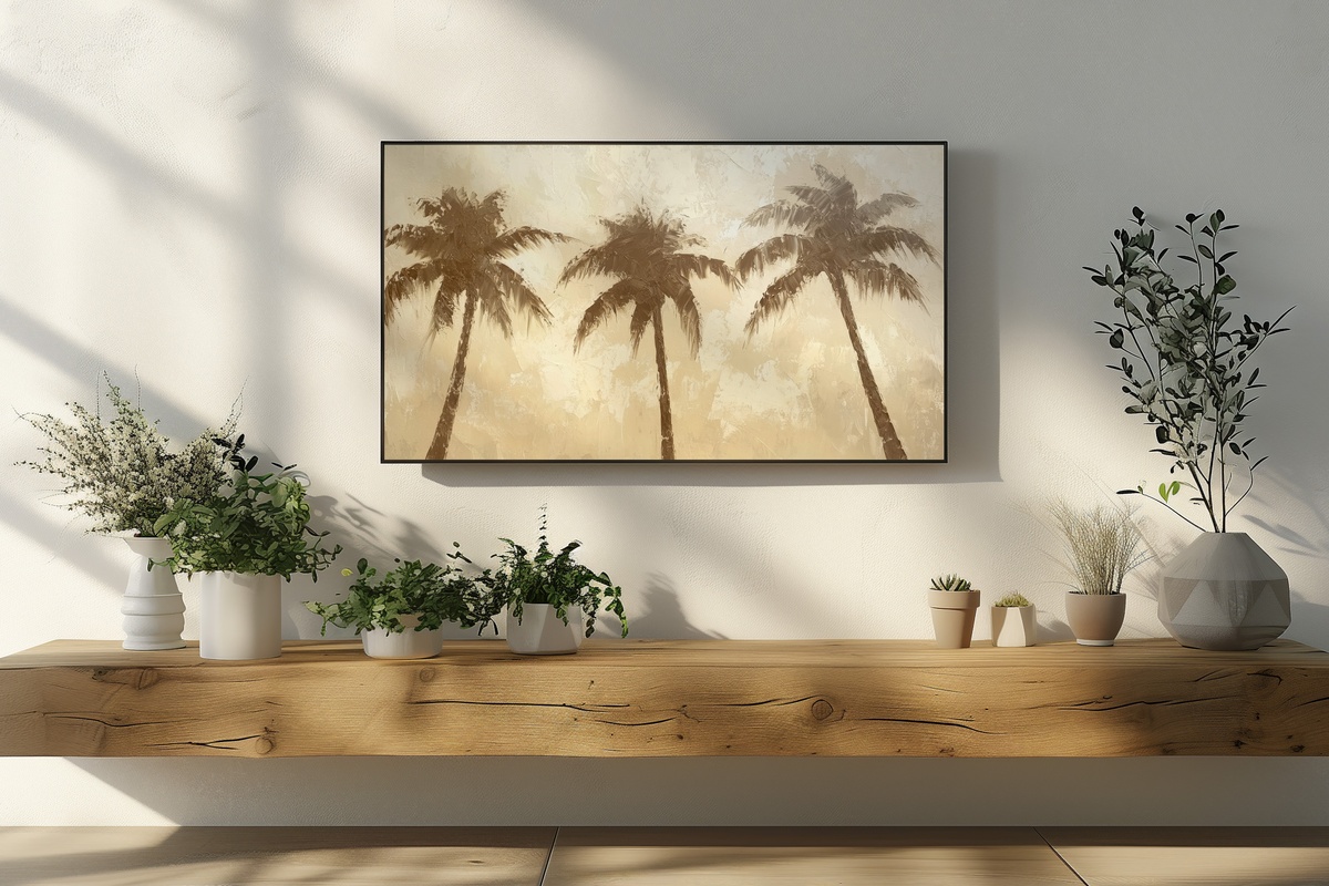 Serenity of Palm Skies Coastal Frame TV Art