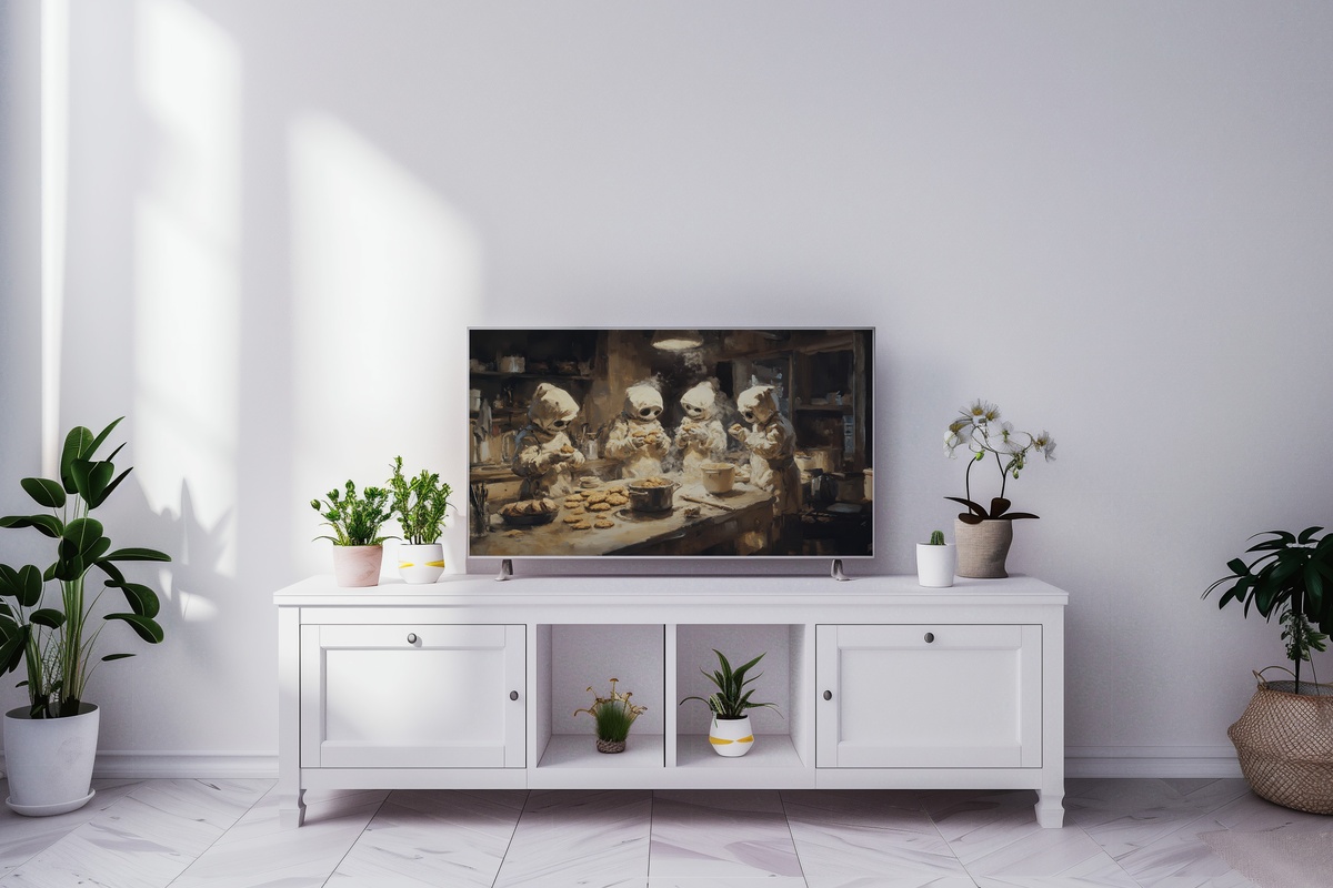 Cookie-Baking Mummy Whimsy Halloween Frame TV Art