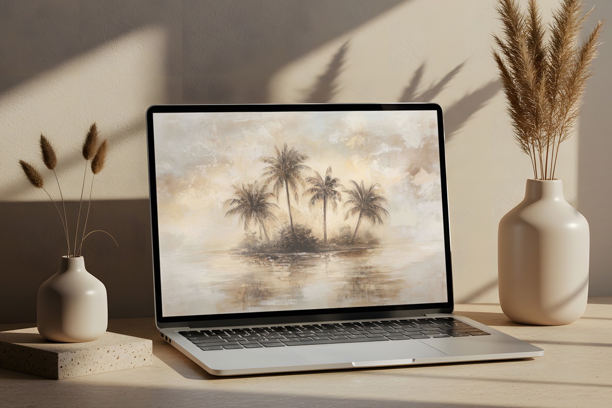 Island Blissful Harmony Vintage Desktop Wallpaper
