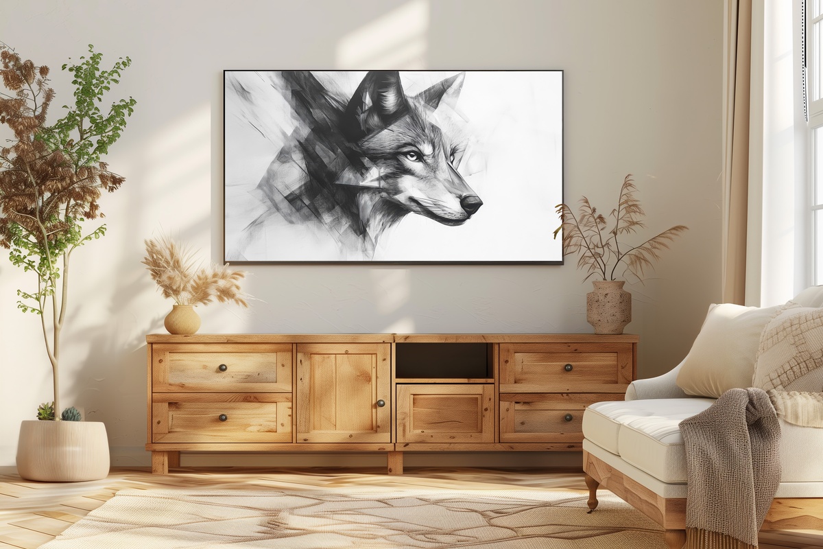 Angular Animal Symmetry Black and White Frame TV Art
