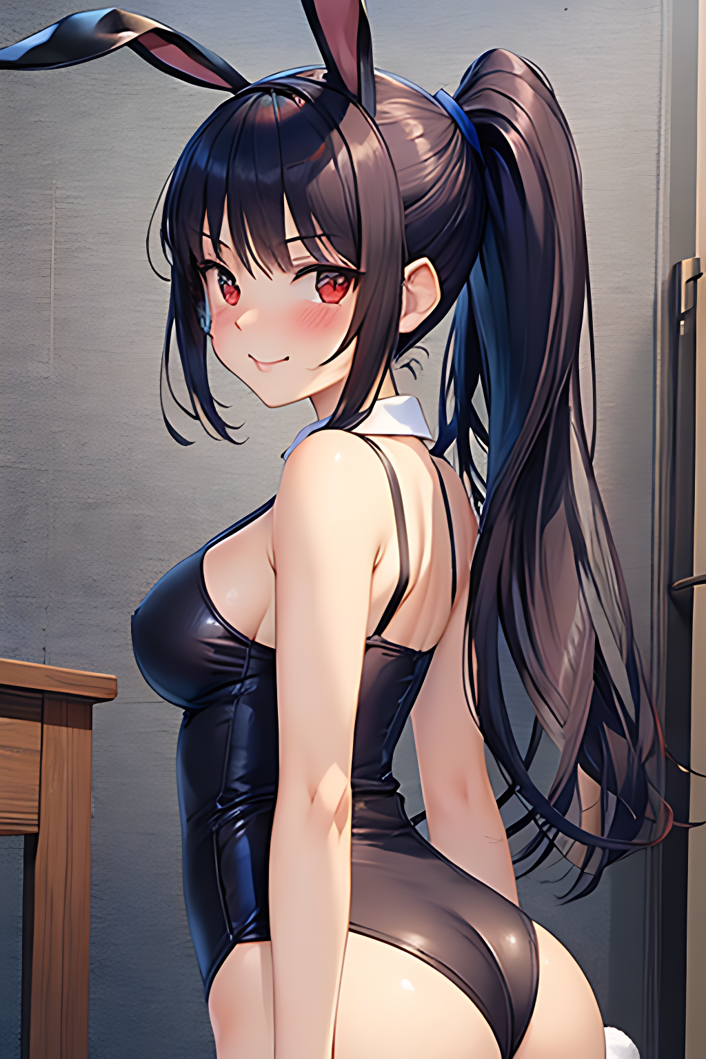 AIイラスト勉強中(奇形や違和感があるかも。ごめんなさい。) by AI実験室 with beautiful girl, Shizuku Yaegashi, Arifureta: From Commonplace to World's Strongest, bunny girl, bunny suit, bunny ears, large breasts