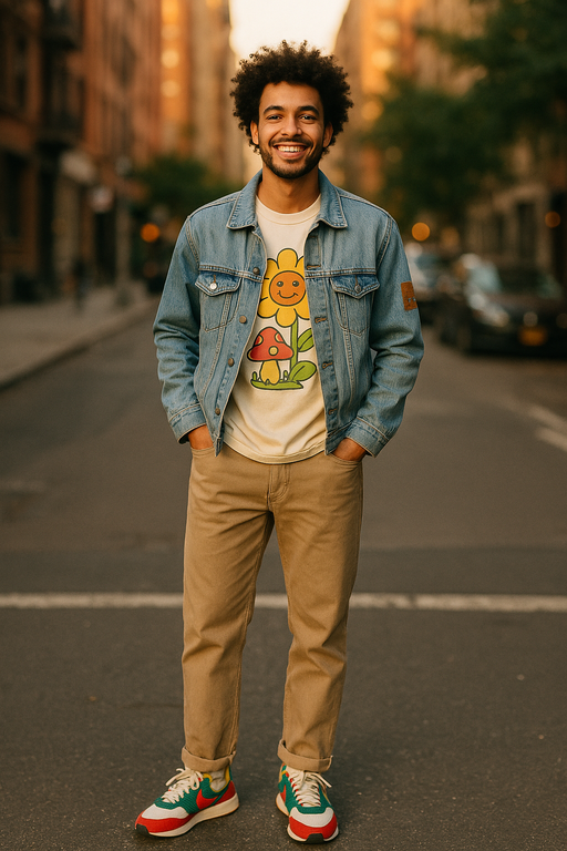 Diverse group wearing stylish funny graphic T-shirts in urban setting
