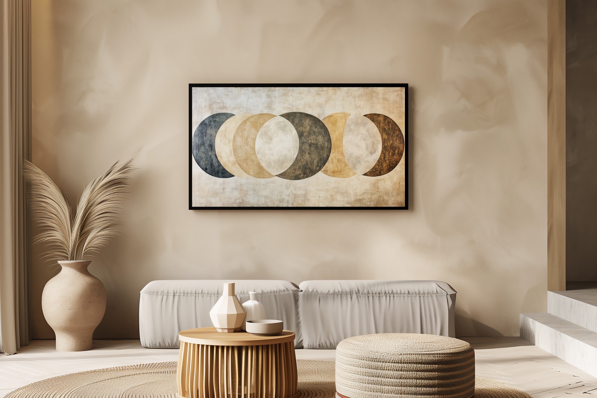 Calming Celestial Cycle Melody Neutral Frame TV Art