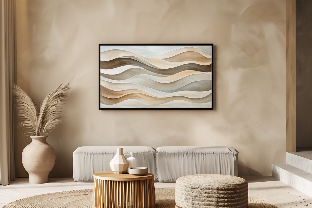 Equilibrium of Tranquil Waves Neutral Frame TV Art