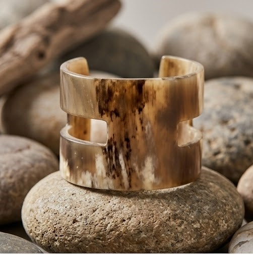 Natural Horn Wide Cuff Bracelet
