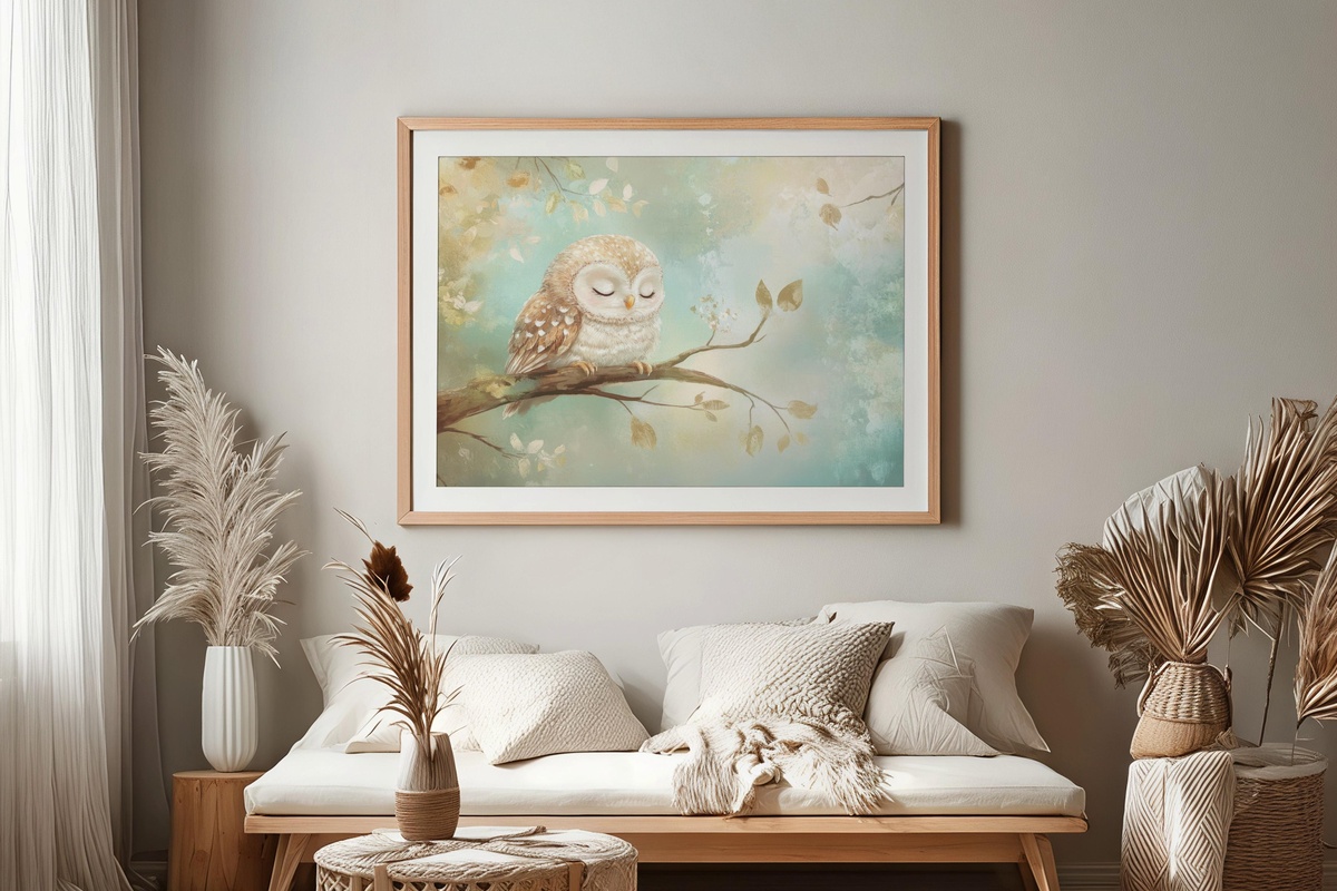 Slumbering Owl Branch Dreams Nursery Printable Wall Art