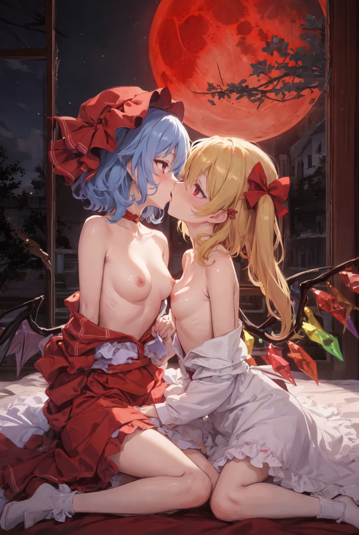 スカーレット姉妹② by AIアイス with yuri, Touhou, Touhou Project, Flandre Scarlet, remilia scarlet