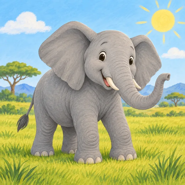 Scene: The elephant is gray.