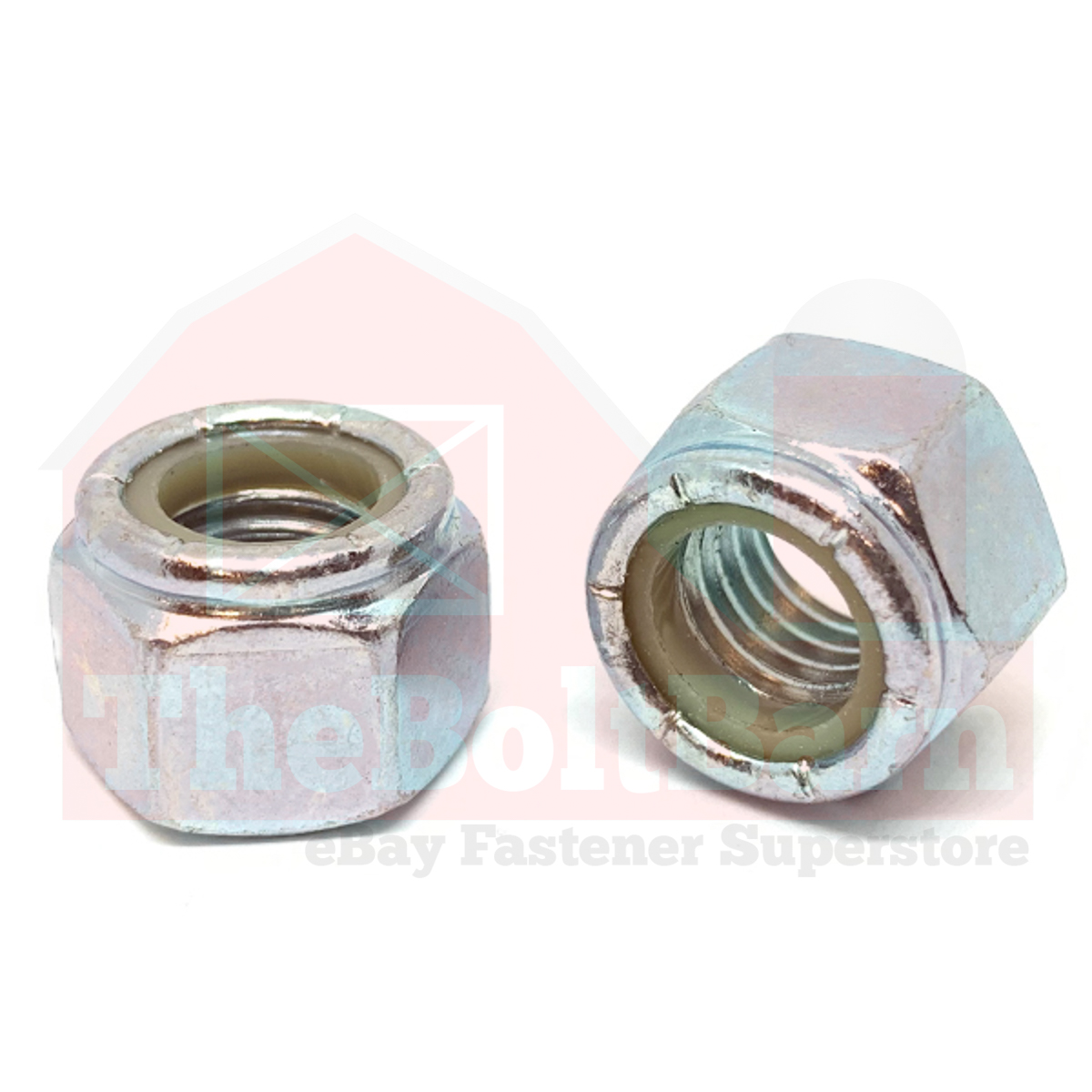 M16-2.0 Class 8 Nylon Insert Hex Nuts Zinc Clear Coarse Thread (Pick Quantity)