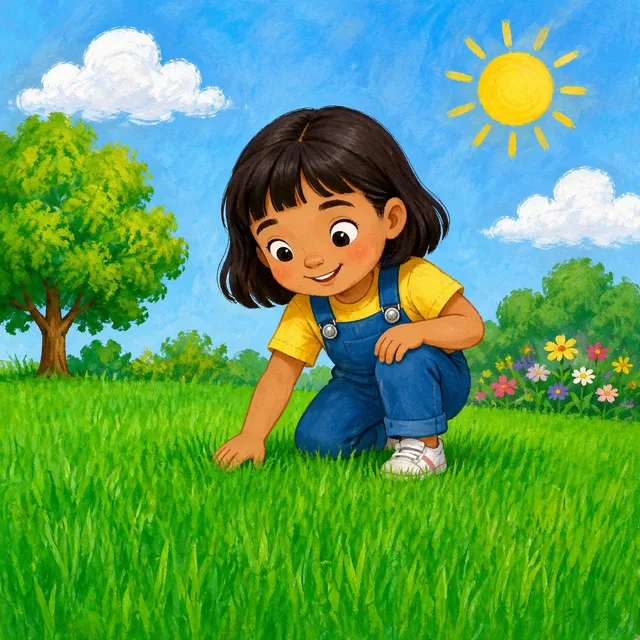 Scene: The grass is green.
