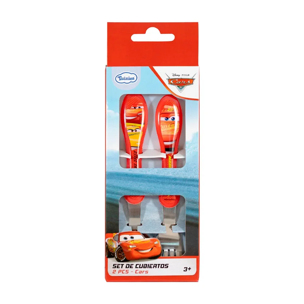 Set X 2 Piezas Cubiertos Metalicos Cars Setx2