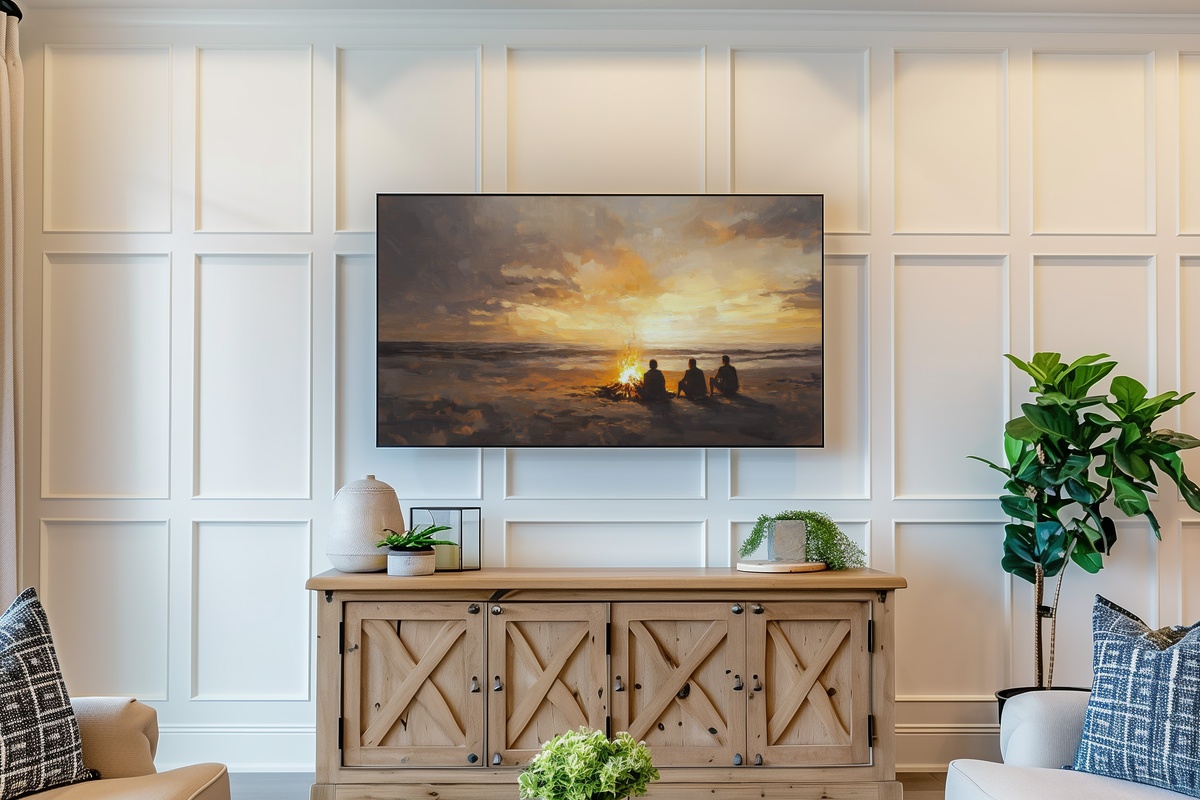 Evening Bonfire Bliss Coastal Frame TV Art