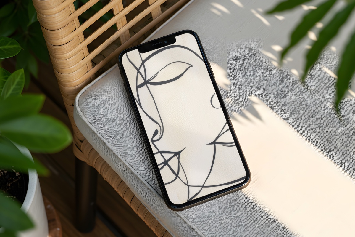 Artistic Silhouettes of Expression neutral iPhone wallpaper with gestural figure forms in warm neutral tones
