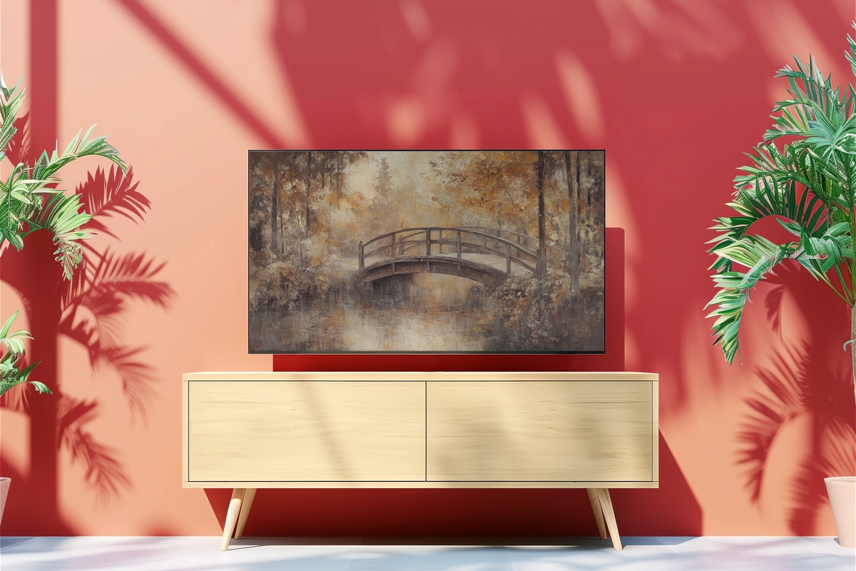 Autumn's Bridge of Splendor Frame TV Art