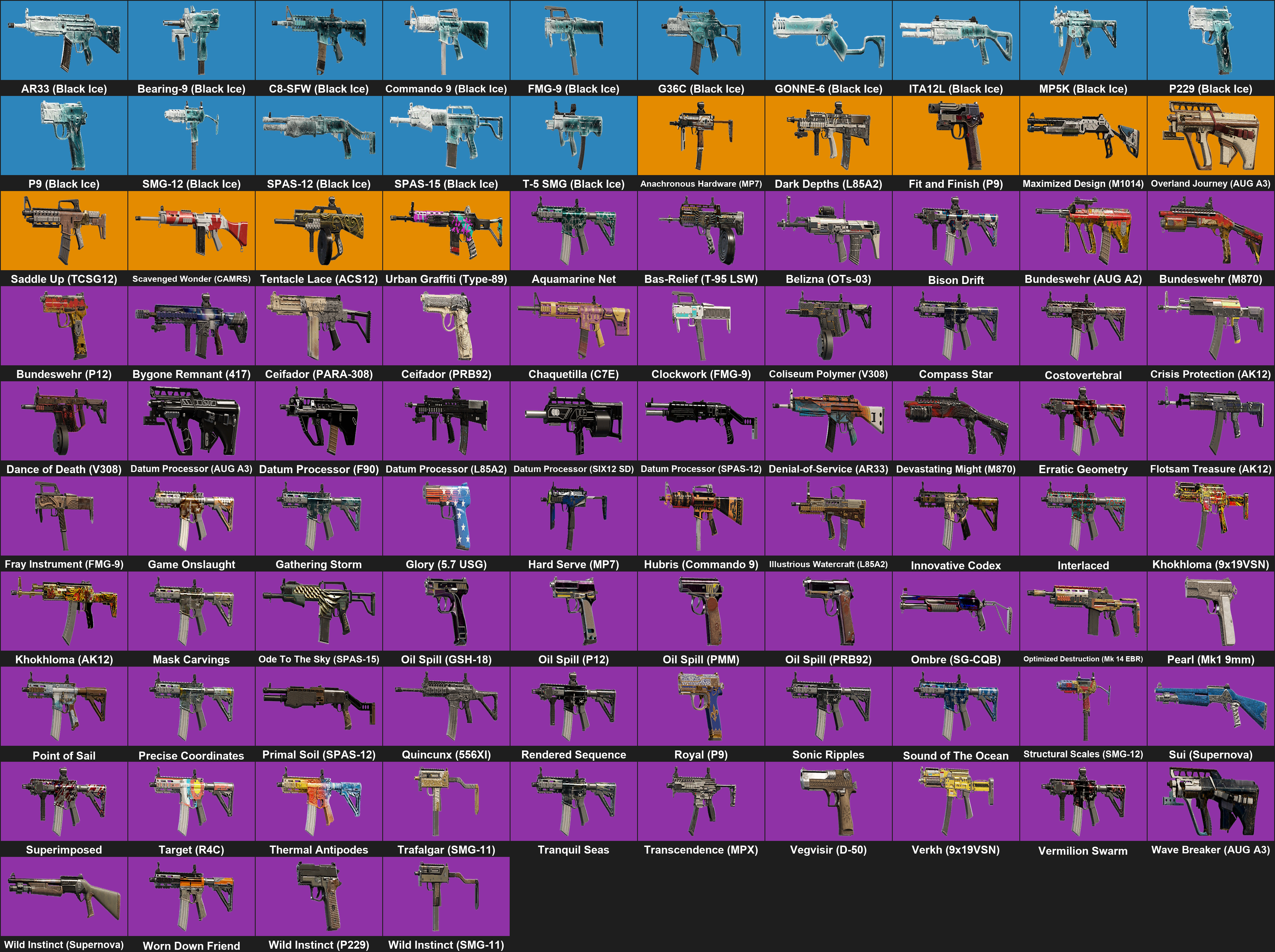 【PC/XBOX】189 Skins | 15 Black Ice | 3 Universals | 18 Seasonals | 163 ...