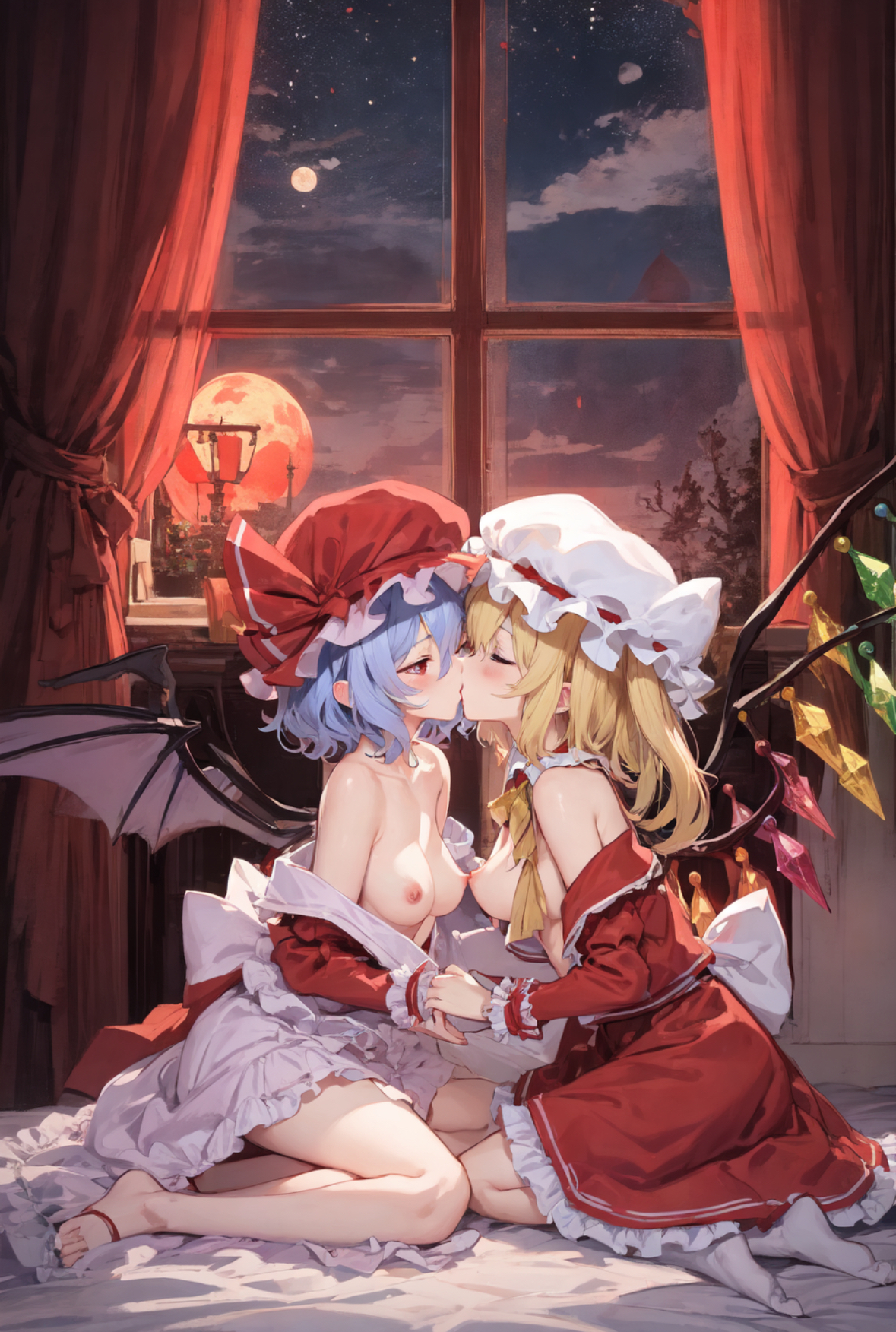 スカーレット姉妹② by AIアイス with yuri, Touhou, Touhou Project, Flandre Scarlet, remilia scarlet