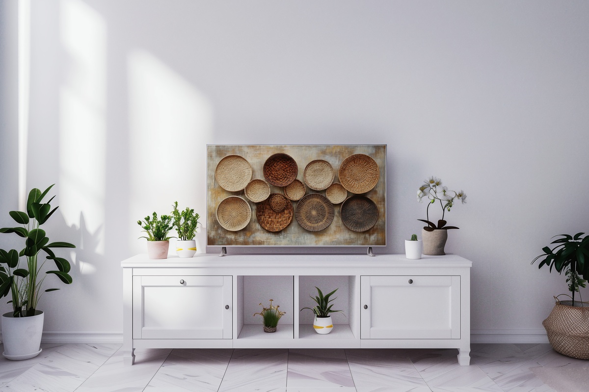 Handwoven Basket Elegance Frame TV Art
