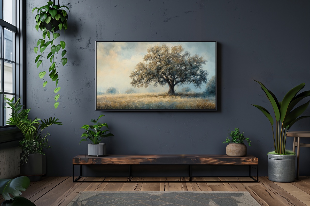 Eternal Embrace Oak Majesty vintage Frame TV Art with majestic ancient oak tree