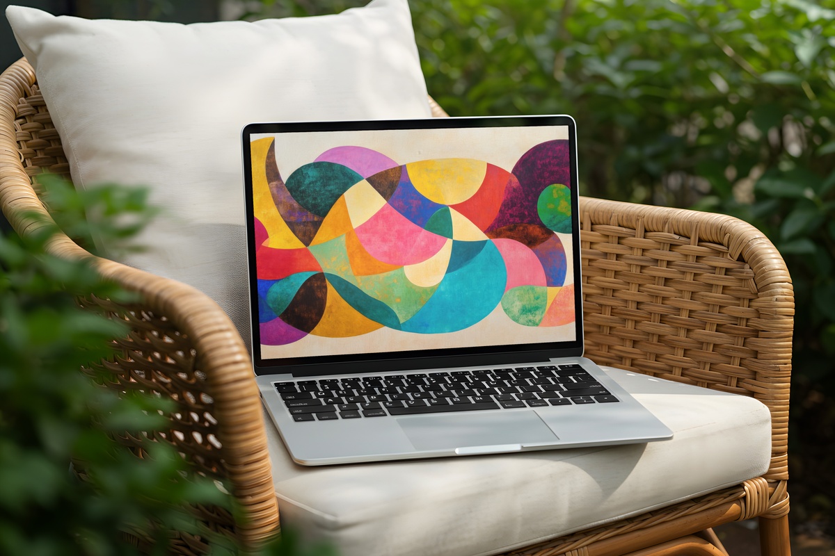 Bold Form Serenity Abstract Desktop Wallpaper — bold geometric shapes on soft neutral background