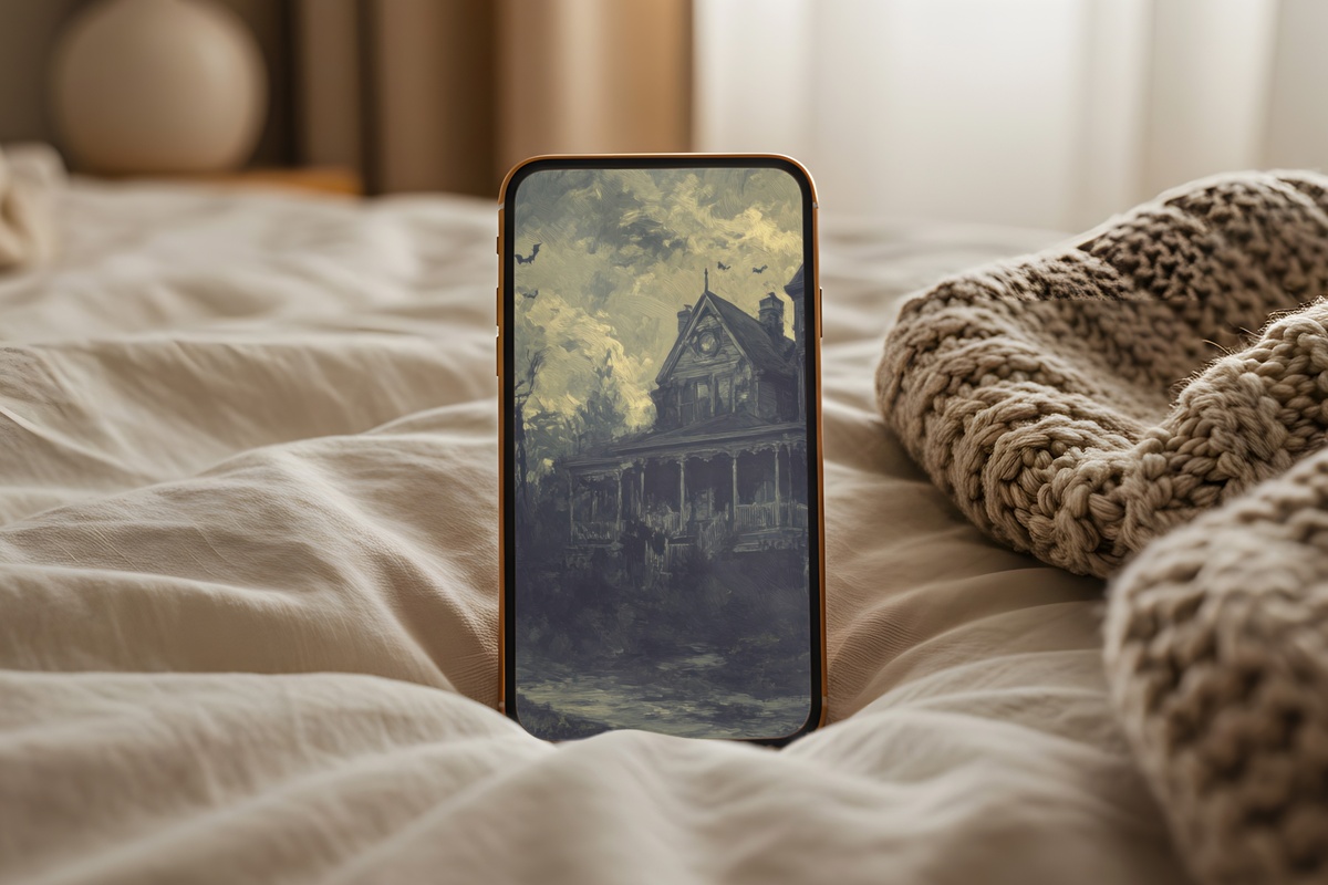 Haunted Mansion in Moonlit Mystery Halloween iPhone Wallpaper