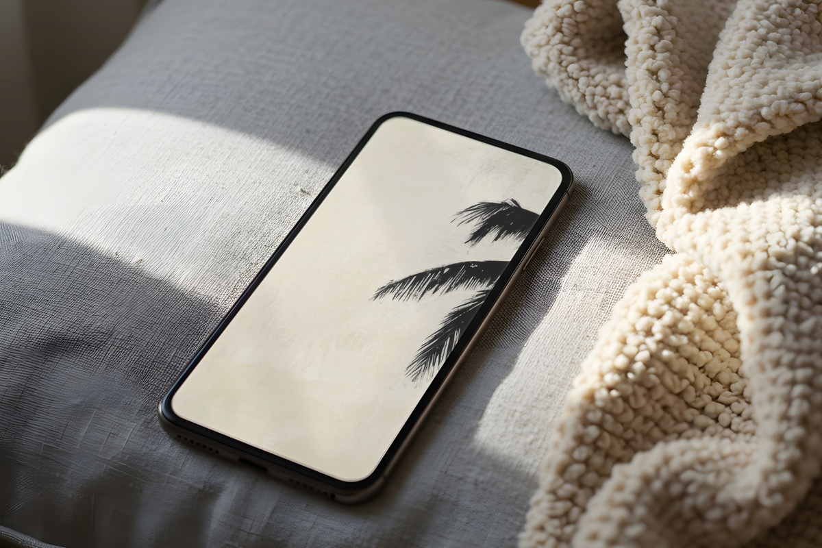 Serenity of Silhouetted Palms Neutral iPhone Wallpaper