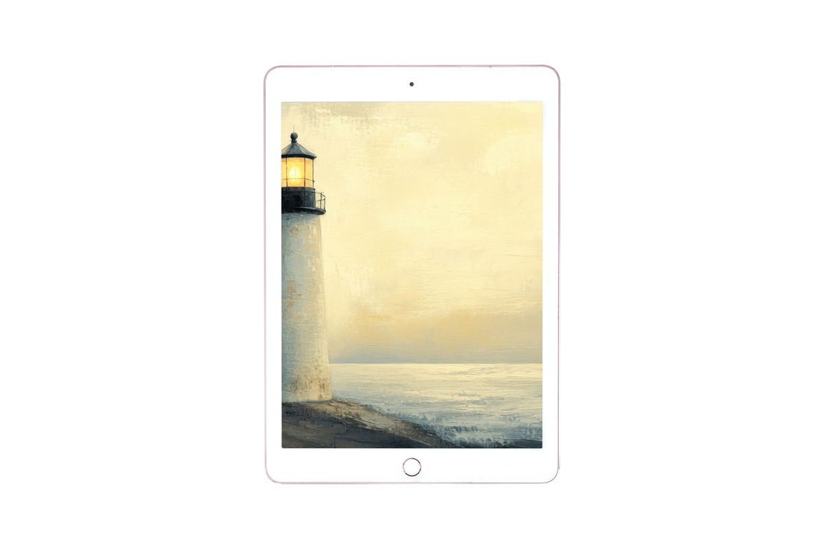 Dusk Beacon Warmth Coastal iPad Wallpaper with warm amber tones