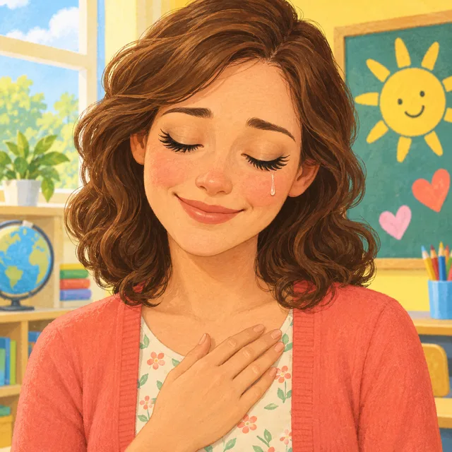 Scene: She has long eyelashes.