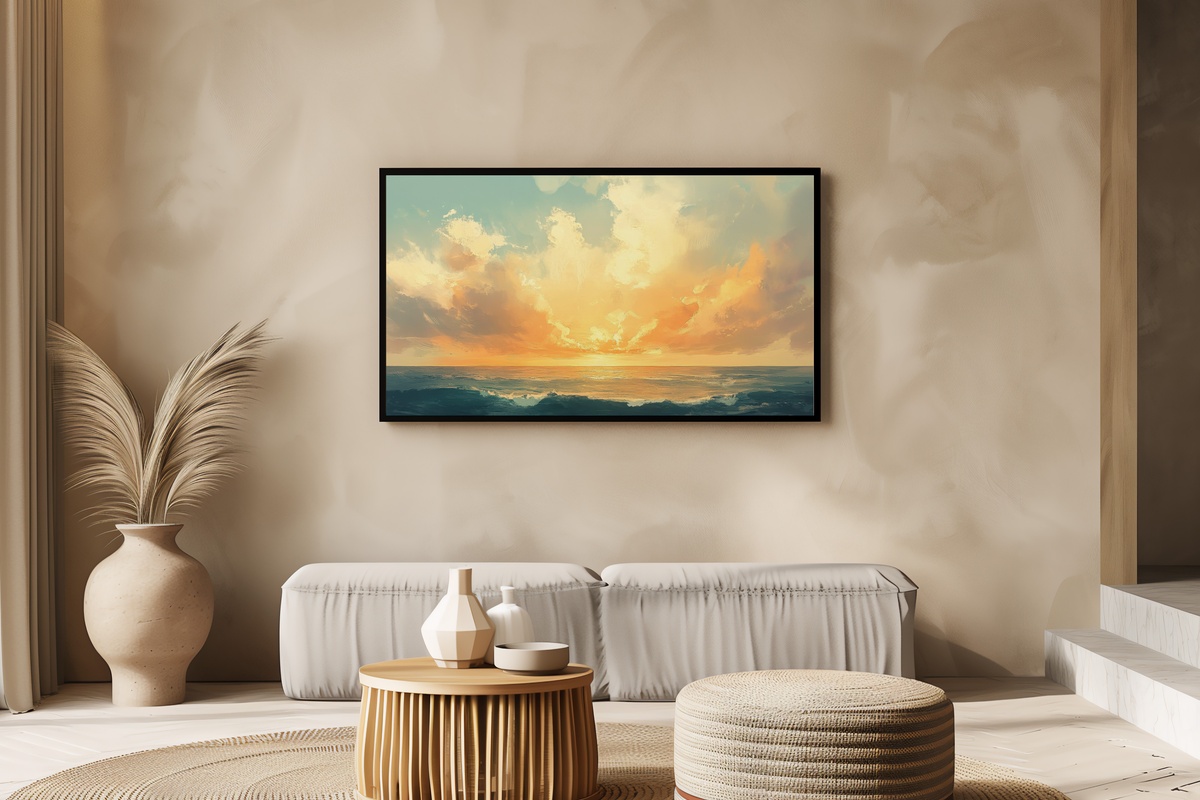 Dramatic Ocean Skies Coastal Frame TV Art