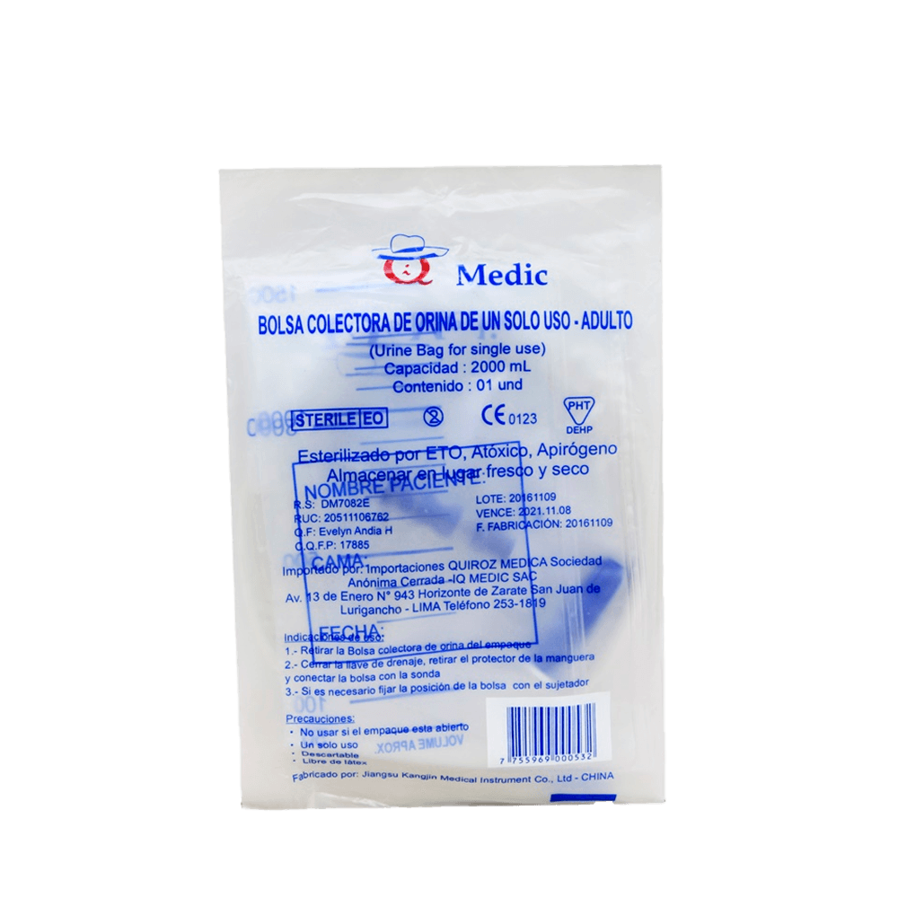 Bolsa Colectora De Orina Adulto 2L Qmedic Bolsa X 1