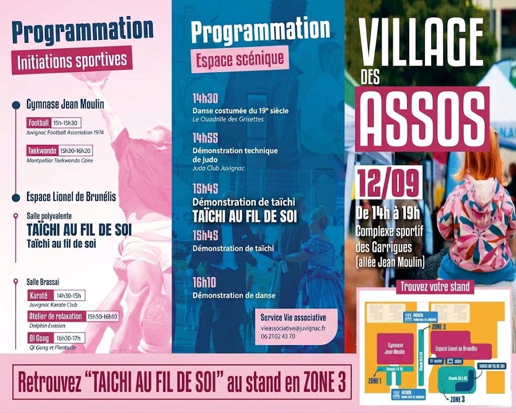 Taïchi au fil de soi au Village des Assos le 12 septembre 2026. Stand + Démonstration + Cours gratuit