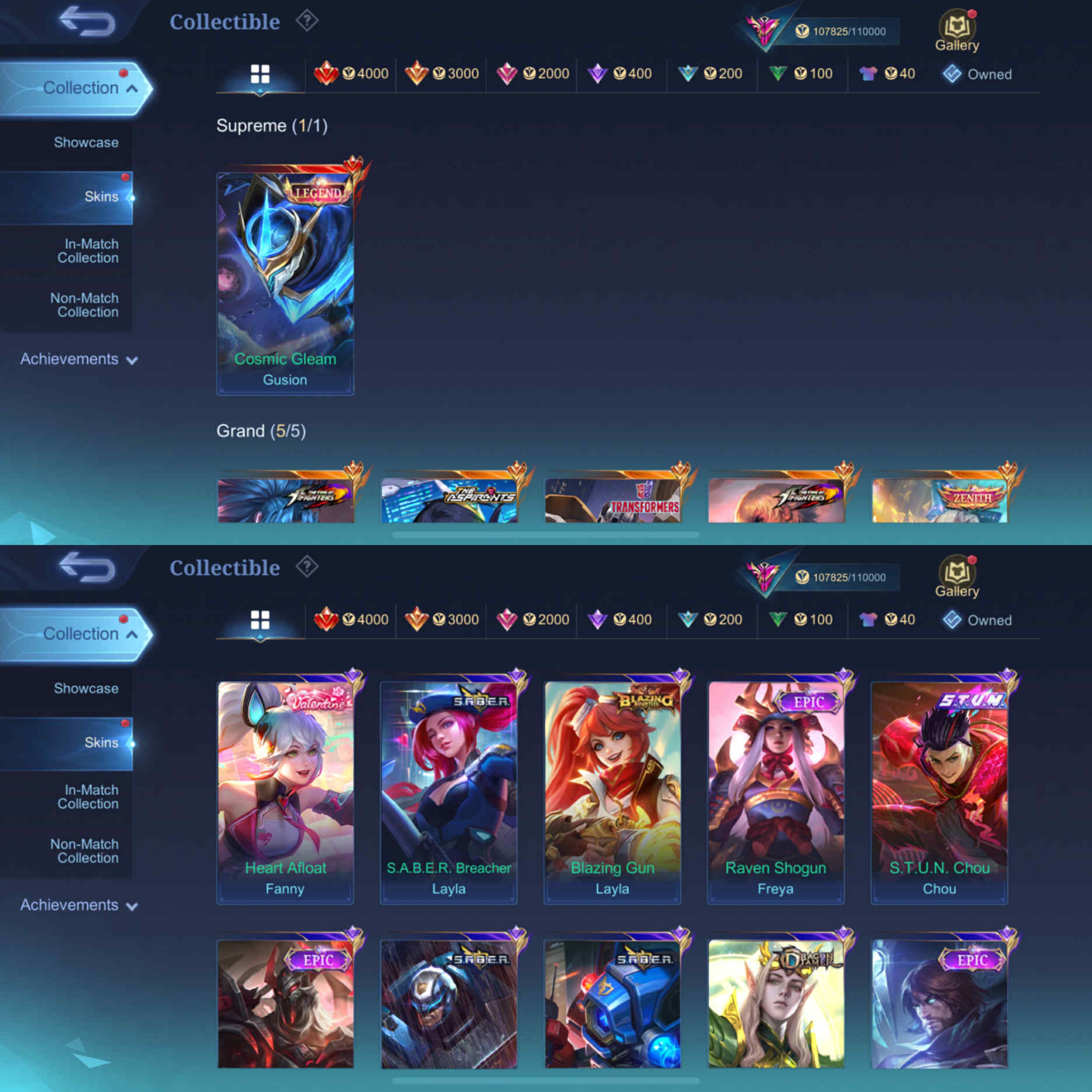 Buy ML# 20 Legend& kof Gushion 344 Skins Zenith Selena Exalted Luckybox ...