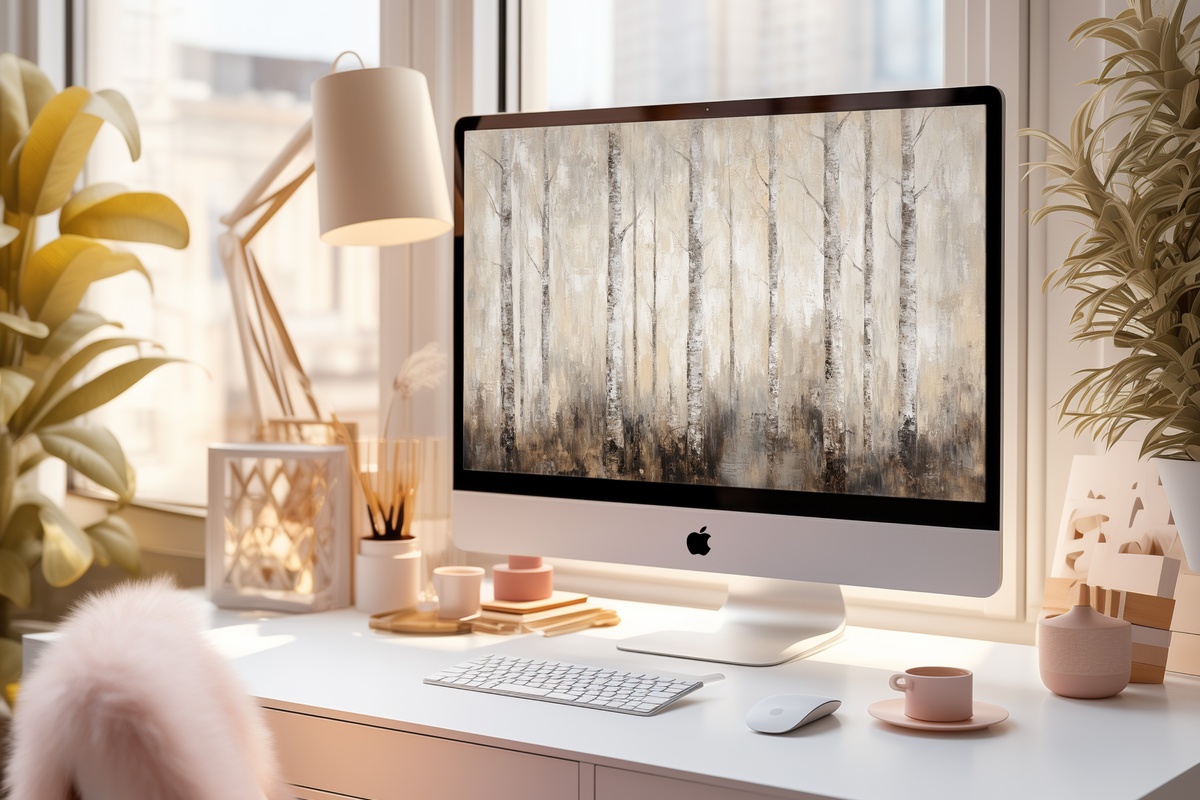 Whispering Winds of Time Vintage Desktop Wallpaper — ancient forest grove impressionism 4K