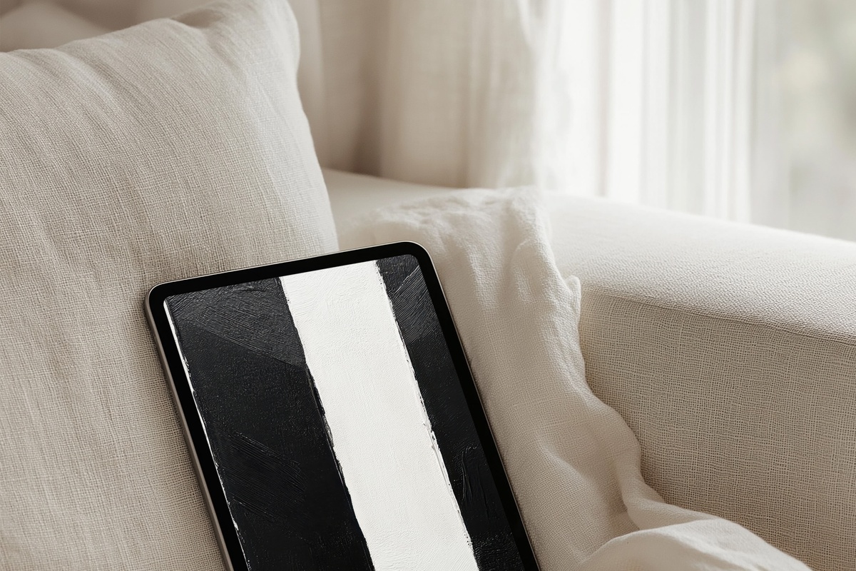 Striped Monochrome Drama neutral iPad wallpaper