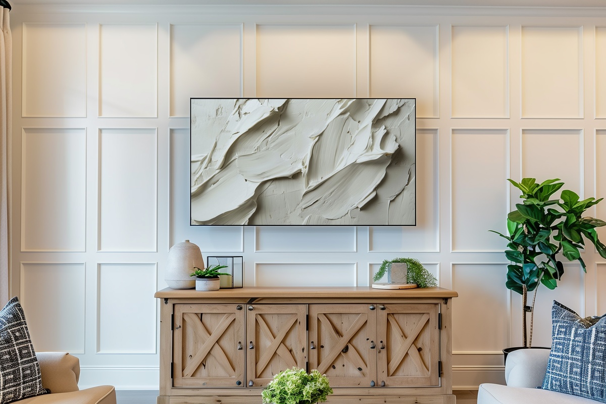 Neutral Brushstroke Symphony Frame TV Art